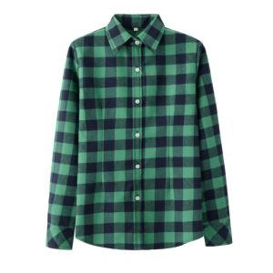 2019-women-blouses-brand-new-quality-flannel-plaid-shirt-green