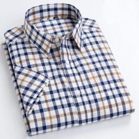 Short Sleeve Plaid Shirts Cotton